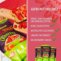 Căpșuni liofilizate 300g: felii de căpșuni uscate neîndulcite - Căpșuni liofilizate cu fructe pure, pline de aromă: fructe de pădure liofilizate - Fructe uscate NUTRIPUR Produse deshidratate Naty Shop