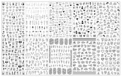 JMEOWIO Nagelsticker Geometrie 10 Blatt Nagelaufkleber Selbstklebend Schwarzes Herz Unregelmäßig Geformt Nail Art Sticker Dekoration Nageldesign Zubehör