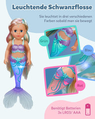 BABY Born Mermaid – 43 cm große Puppe – Hochwertiges Haar mit bunten Strähnen – Leuchtende Flosse – Batteriebetrieben – Geeignet für Kinder ab 3 Jahren, grüne Naty Shop Dolls