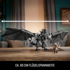 MEGA Skyrim Actionfigur Bauspielzeug, Alduin der Weltenfresser mit 619 Teilen, mit 1 Dragonborn-Figur, für Sammler, HXR98
