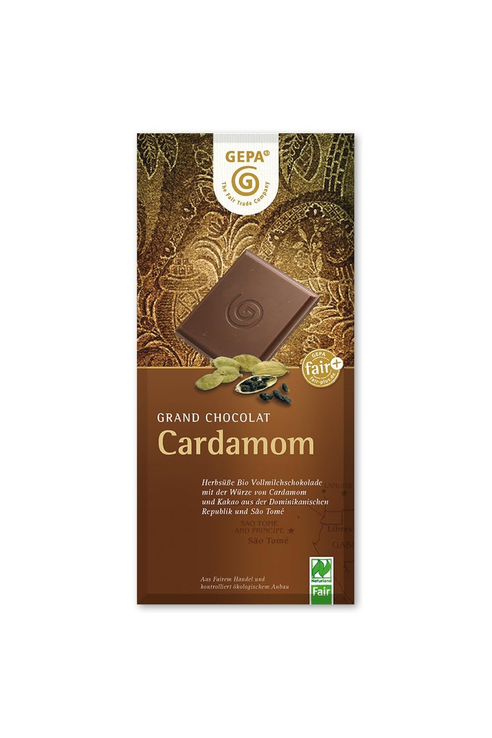 Cardamom organic, 38% cacao, pachet de 100 g