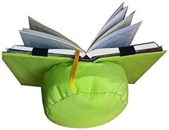 Pernă de citit, verde, suport de carte pentru cititori, confecționată din material textil, ajustabilă la carte