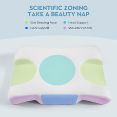 Royalisneeo Pernă de frumusețe pentru spate, stomac și dureri laterale Pernă pentru dureri de gât și umăr, pernă din spumă de memorie pentru anti-rid și anti-îmbătrânire, albastru (standard) Perne ortopedice cervicale Naty Shop