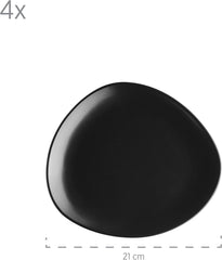 MÄSER 931730 Serie Glendale, Geschirr Set Für 4 Personen in Moderner Asymmetricer Nierenform, 16-teiliges Kombiservice in Seidenmattem Schwarz, Steinzeug Tableware Sets Naty Shop