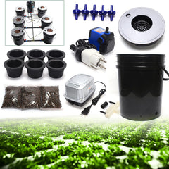 Sistem hidroponic, kit de sistem de creștere hidroponic DWC de 5 galoane, găleată de 20 l x 7, sistem de creștere hidroponică de interior, mașină hidroponică cu mai multe butoaie, sistem de irigare prin picurare