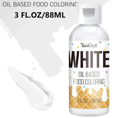 Colorant alimentar liposolubil - colorant alimentar pe bază de ulei pentru ciocolată, cremă de unt, bomboane, glazură - colorant alimentar concentrat pe bază de ulei pentru copt, gătit, fondant (alb, 88 ml)