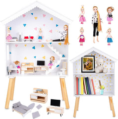 Green Series Casă mare din lemn pentru păpuși - Casă de păpuși, potrivită pentru păpuși mari, GS0024 Casute de papusi Naty Shop Gs0024