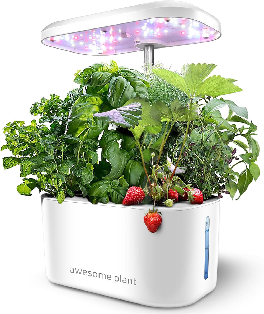 Kit sistem de creștere hidroponică 6Pro (6 capsule), kit de grădinărit interior cu rezervor de apă de 3 litri, 3 moduri de creștere și pompă silențioasă, kit pentru cultivarea ierburilor și a salatelor acasă, înălțime reglabilă până la 33,0 cm, alb