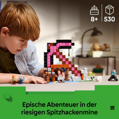 LEGO Minecraft Die Spitzhackenmine - Interaktives Spielzeug für Kinder - Alex, Minenarbeiter und Stray Spinnenreiter Figuren - Sammelbares Gamer Geschenk für Jungen & Mädchen ab 8 Jahren - 21277
