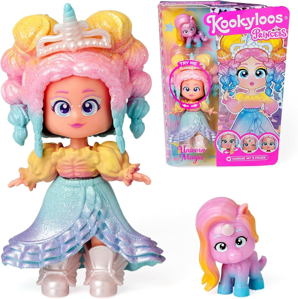 Prinzessinnen-Serie, Unicorn Magic – Sammelpuppe aus der Princess-Serie. Enthält Puppe, Set aus Kleidung und Schuhen mit Prinzessinnen-Thema, Zubehör und Haustier. 1 Puppe, 3 Verschiedene