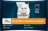 Hrană umedă pentru pisici Gourmet Perle Select Strips, mix variat, pachet de 12 (12 x 4 pliculețe a câte 85 g fiecare)