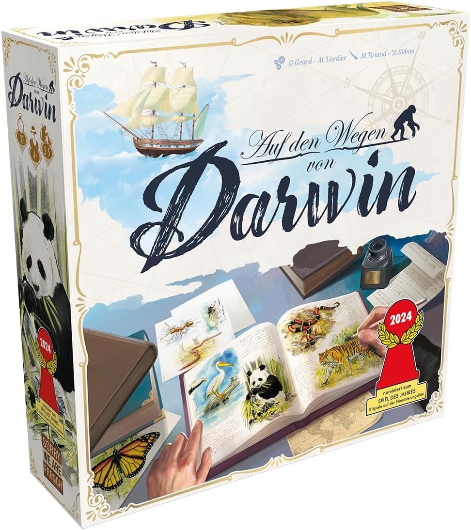 Sorry, We're French, Darwin's Paths, Familienspiel, Spiel des Jahres 2024 nominiert, 2-5 Spieler, ab 8 Jahren, 30 Minuten, Deutsch