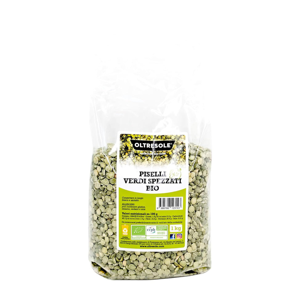 Mazăre verde despicată organică 1 kg, leguminoase uscate, decojite și despicate organic, nu necesită înmuiere, sursă de proteine, ideală pentru supe, pachet ideal pentru familie
