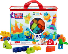 MEGA HHM96 - MEGA BLOKS Bausteinebeutel Deluxe, 150 große und farbenfrohe Bausteine mit einer Aufbewahrungstasche, Konstruktionsspielzeug, Spielzeug-Geschenkset für Kinder ab 1 Jahr