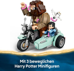 LEGO Harry Potter Hagrids und Harrys Motorradtour – Spielzeug mit Motorrad, Beiwagen & Eule Hedwig – Mit Minifiguren zum Sammeln – Kreatives Geschenk für Mädchen und Jungen ab 9 Jahren – 76443