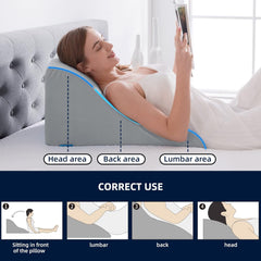 Pernă de citit pentru pat și canapea - Pernă cu pană din spumă cu memorie - Pernă ergonomică pentru spătar - Perfectă pentru susținerea spatelui în timp ce vă relaxați, vă jucați, citiți sau vă uitați la televizor - Lată