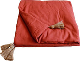 Enjoy Home - Cuvertură Terracotta Cu 4 Pompoane Jută - 90 X 190 Cm - 100% Bumbac - Oeko-Tex - Colecția Panama Plapumi si pilote Naty Shop Titlu implicit
