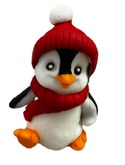Decoratiune comestibila din zahar, Pinguin de iarna Decoratiuni din Pasta de Zahar Naty Shop