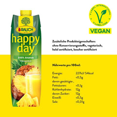 Rauch Happy Day Ananas | Explosion tropischer Aromen | Hergestellt aus 100 % konzentriertem Ananassaft | 6 x 1 Liter, Tetra Prisma Alkoholfreie Getränke Naty Shop