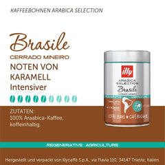 Kaffeebohnen Illy Arabica Selection Brasile Cerrado Mineiro: 100 % aus zertifizierten regenerativen Pflanzen – 250-G-Box Coffee Naty Shop