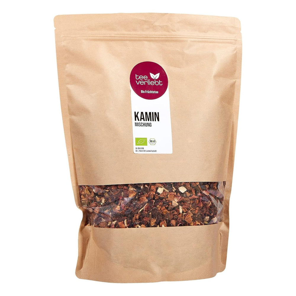 Teeverliebt - Ceai de fructe vrac Amestec pentru șemineu 1000 G I Amestec de ceai cu aromă de Crăciun și fructe de iarnă I Bio 1 Kg
