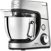 Krups KA631D Master Perfect Gourmet Küchenmaschine | 1100 Watt | 8 Geschwindigkeiten | 4,6-Liter-Edelstahlschüssel | 5 Zubehörteile: Backset, flexible Schüssel, Schneideeinheit | Mutter und Kind aus gebürstetem Edelstahl Naty Shop