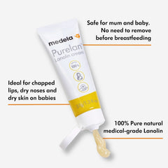 Medela Purelan 37G Lanolin Brustwarzencreme – Creme gegen wunde Brustwarzen und trockene Haut, 100 % natürlich, hypoallergen. Zubehör Essen und Stillen Bebe Naty Shop