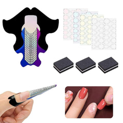 100 de Èabloane pentru unghii, Èabloane de modelare, autoadezive, cu 4 foi de tampoane adezive transparente pentru unghii Èi 3 pile de unghii, accesorii pentru extensii de unghii cu gel, pentru unghii artificiale
