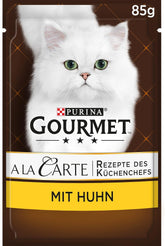 Hrană umedă pentru pisici Gourmet A la Carte cu pui, spanac și perle de paste, pachet de 26 (26 x 85g)
