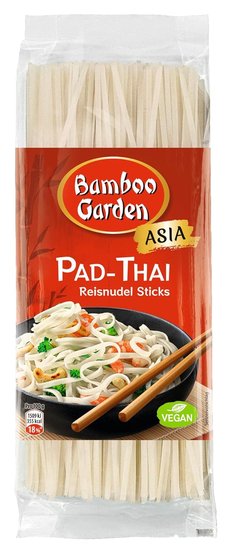 Bamboo Garden - Pad Thai Reisnudelsticks, Für traditionelle Nudelgerichte wie Pad-Thai, Vegan, 1 x 300g (Verpackungsdesign kann variieren)