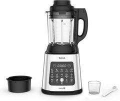 Tefal Perfectmix Cook Hochgeschwindigkeits-Standmixer, Mit Kochfunktion, 10 Auto-Programme, Heiße Und Kalte Rezepte, Abnehmbare Klingen, Inkl. Dampfkorb, Silber/Schwarz, BL83SD30 Bucatarie Naty Shop