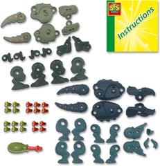 SES Creative 14291 Dino-Schraubkonstruktionen - Kreatives Bauset für Kinder ab 5 Jahren - Baue einen T-Rex und Triceratops - Fördert Problemlösungsfähigkeiten und Spaß, Weiß