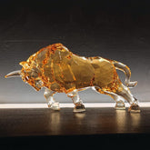 FengShui Wall Street Bull Statue Acrylic Bull Figurine Sculptura Home Office Desk Decorative Ornament 21.6 cm L (Amber) Statuete si sculpturi Naty Shop Titlu implicit