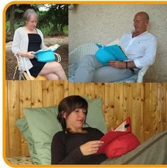 Pernă de citit, verde, suport de carte pentru cititori, confecționată din material textil, ajustabilă la carte