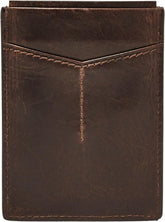Fossil Bărbat Derrick piele RFID Blocare Magnetic Card Case Walletderrick Wallet Portofel Barbati Naty Shop Derrick maro închis