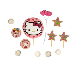 Hello Kitty Set mit 12 essbaren Tortendekos aus Fondant kaufen