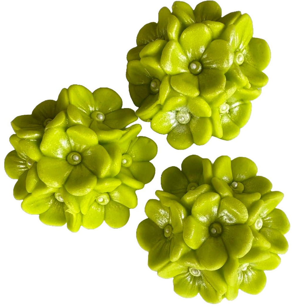 Set 3 decoratiuni comestibile din zahar, Flori verzi Decoratiuni din Pasta de Zahar Nati Shop