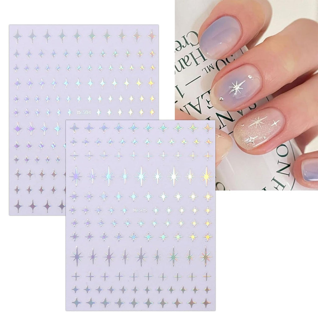 JMEOWIO Nagelsticker Mond Stern Schlange 10 Blatt Nail Art Sticker Selbstklebend Nagelaufkleber Aurora Dekoration Nageldesign Zubehör