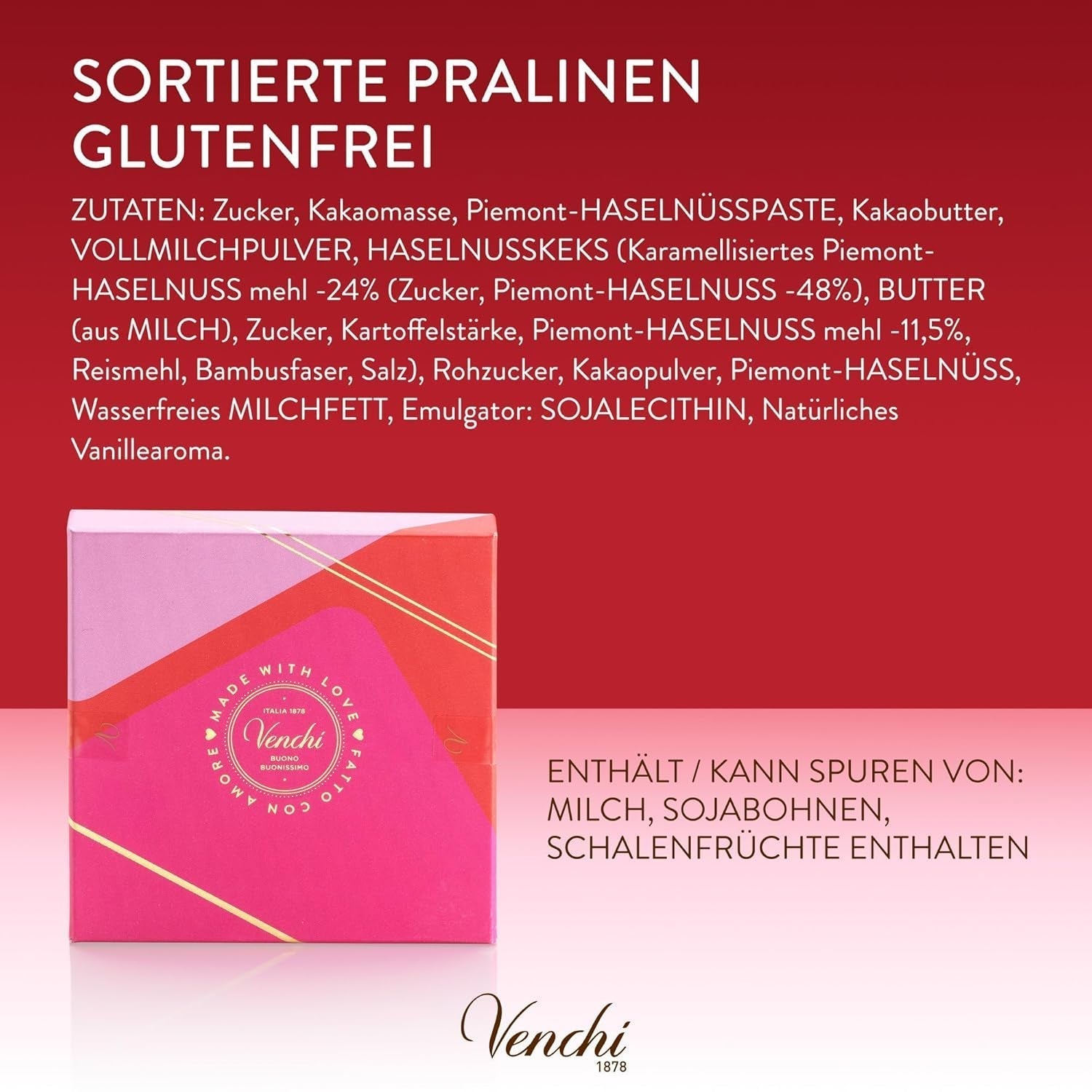 Venchi - Geschenkbox mit 9 Pralinen Baciodidama und Vegan Chocoviar Gianduia, glutenfrei, Valentinstagskollektion Pralinen Naty Shop