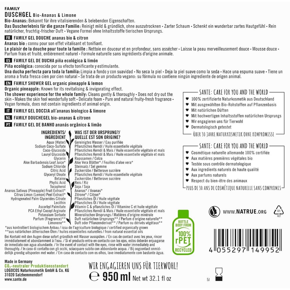 SANTE Naturkosmetik Erfrischendes Duschgel mit Zitrusduft, 950 ml Dusche und Bad Naty Shop