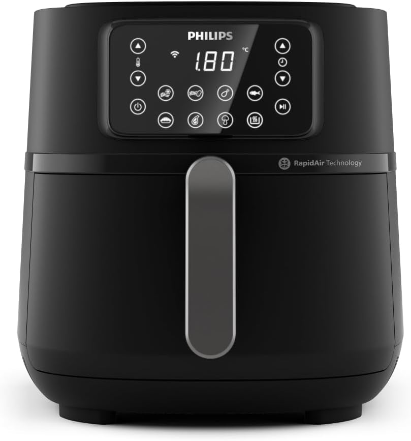Philips 3000Er Airfryer XL – Rapid Air-Technologie, Frittieren mit bis zu 90 % weniger Fett, Fassungsvermögen 1,2 kg, 6,2 Liter, Touchscreen-Geräte Naty Shop Schwarz Kabellose Verbindung 7,2 L