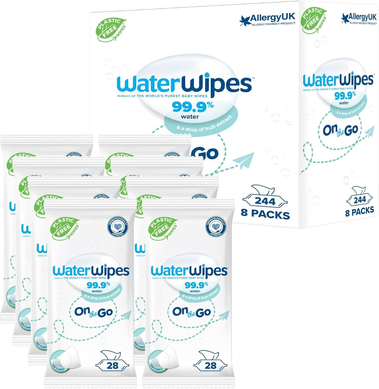 Waterwipes Feuchtigkeitsspendende und reinigende Babytücher mit 99 % Wasser und Aloe Vera-Extrakt, Feuchttücher für Gesicht und Körper, Naty Shop
