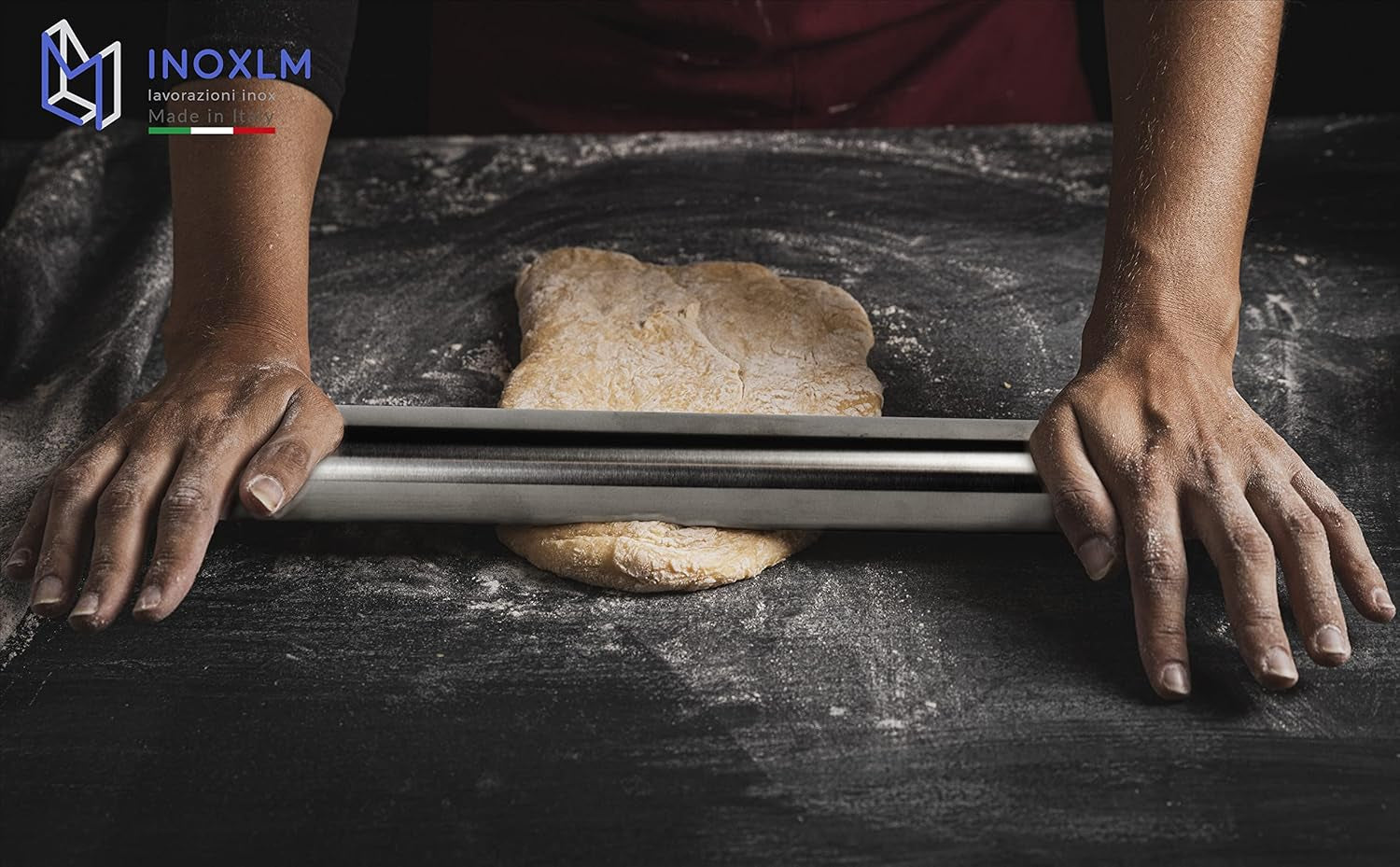 INOXLM Sucitor din oțel inoxidabil pentru pastă de zahăr, aluat, pâine, pizza, tort (pungă taupe)