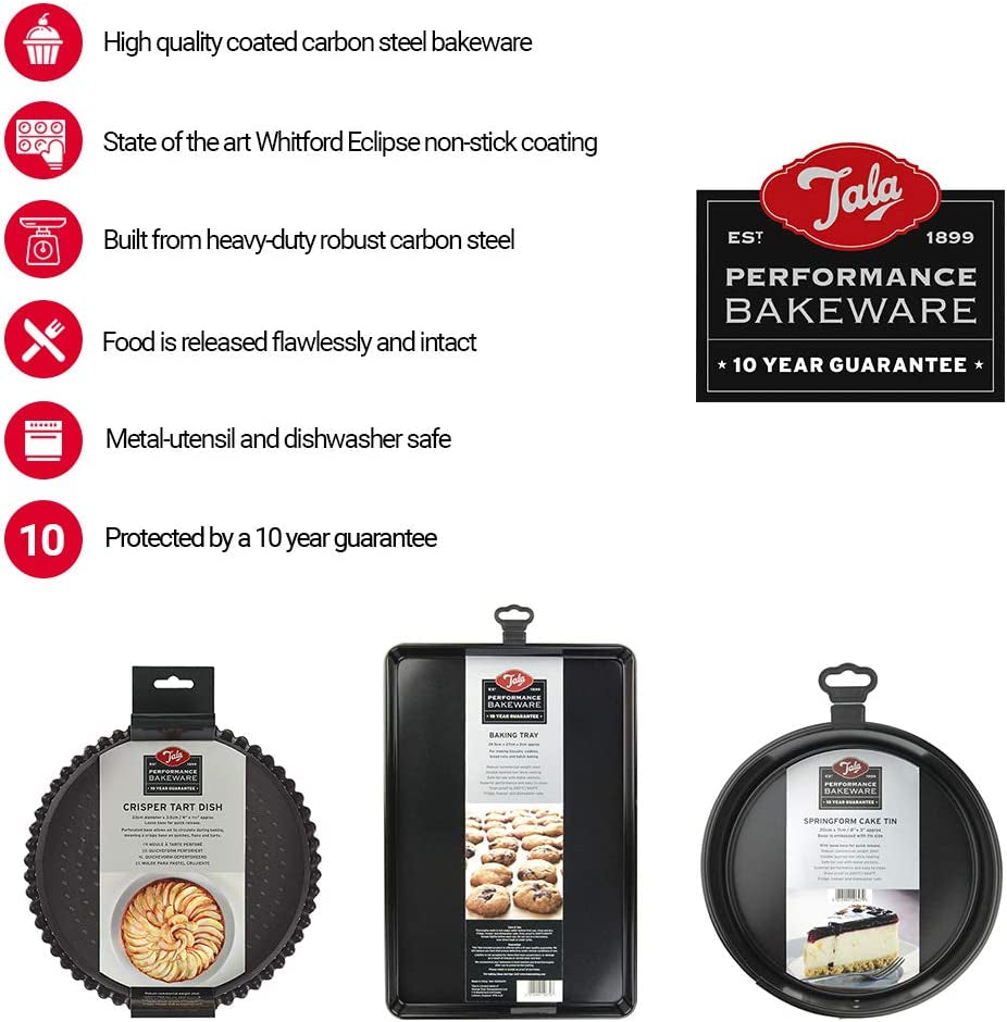 Tala Performance Muffin-Blech, 6 Löcher, Jumbo-Größe, Karbonstahl Von Professioneller Stärke, Mit Antihaftender Eclipse-Beschichtung, Schwarz Formen und Tabletts zum Backen Naty Shop