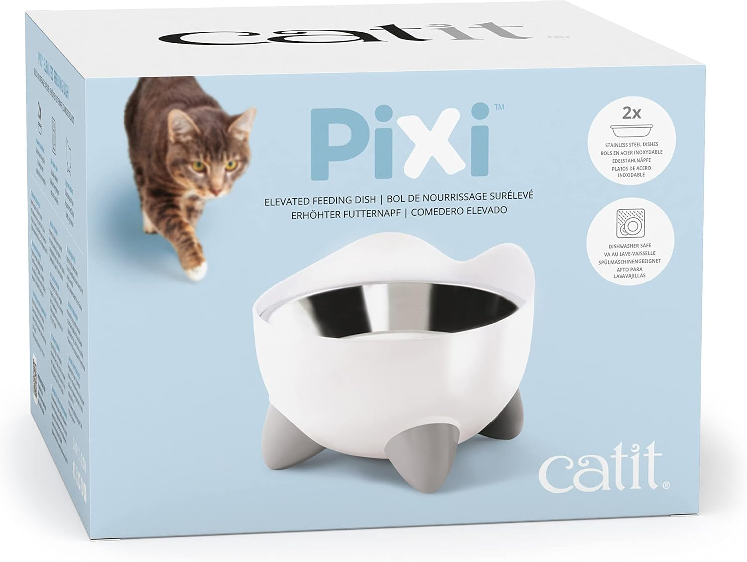 Bol de hrănire ergonomic Catit Pixi pentru pisici, 200 ml, alb