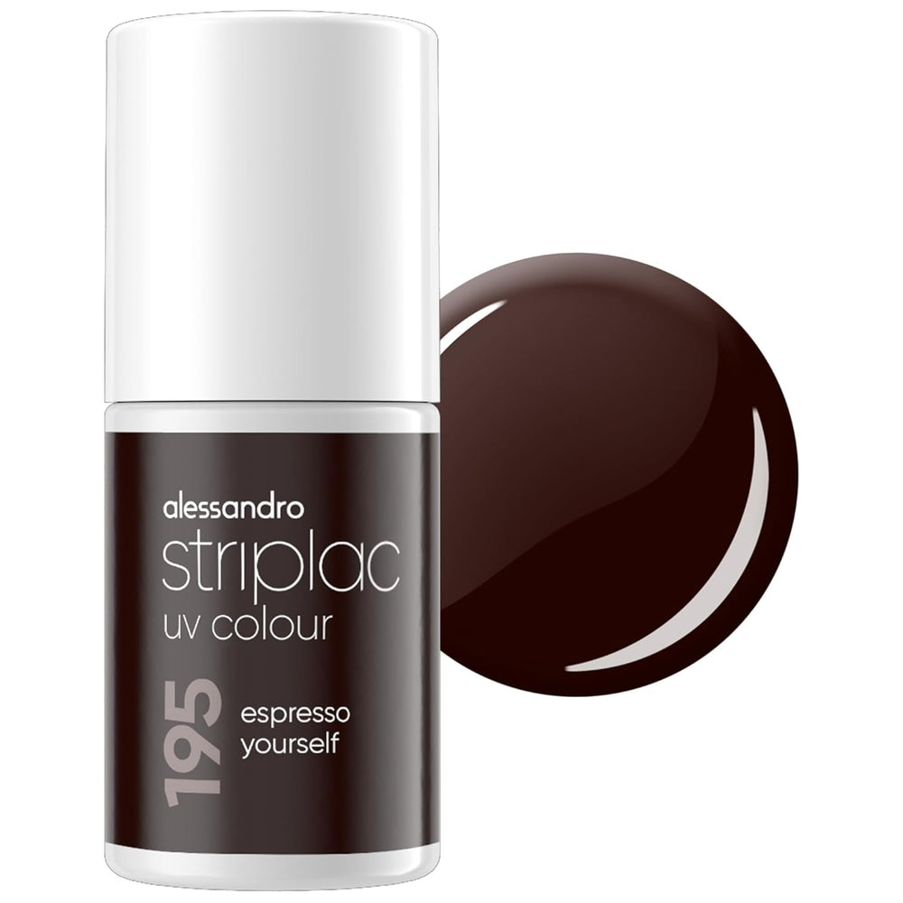 Oja UV alessandro Striplac Midnight Black – Delicată și de lungă durată – Îndepărtare ușoară datorită tehnologiei de îndepărtare peel-off – Vegană și cruelty-free – 8 ml