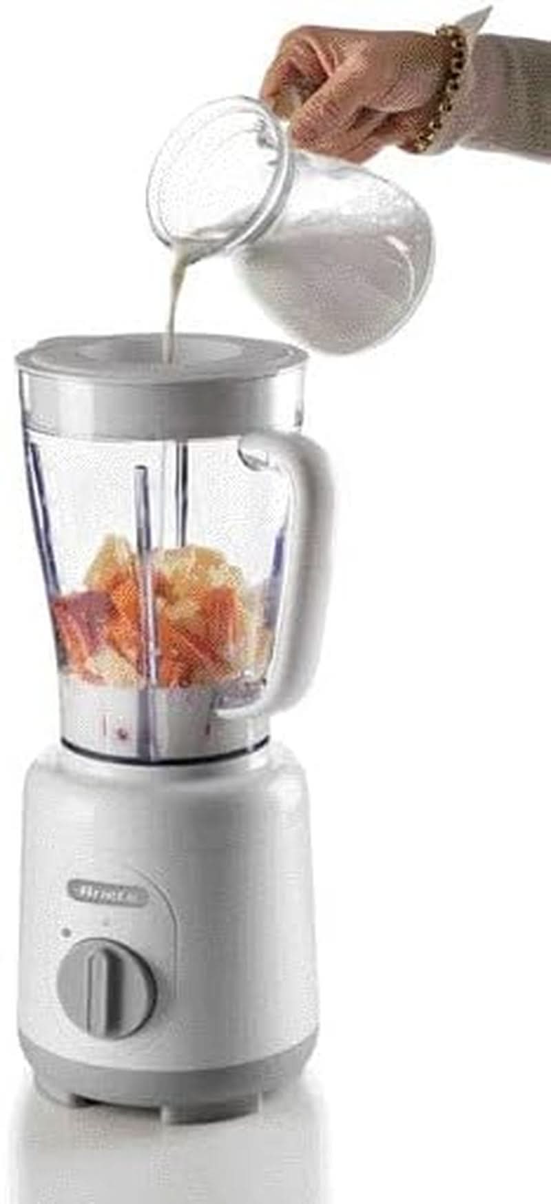 Ariete Breakfast 586 Blender, Elektrischer Mixer Mit 4 Edelstahlklingen, 2 Geschwindigkeiten + Pulse-Funktion, Anti-Slip-Füße, Aufsatzdeckel, 1.5 L Fassungsvermögen, 500W, Weiß Mother and Child Naty Shop