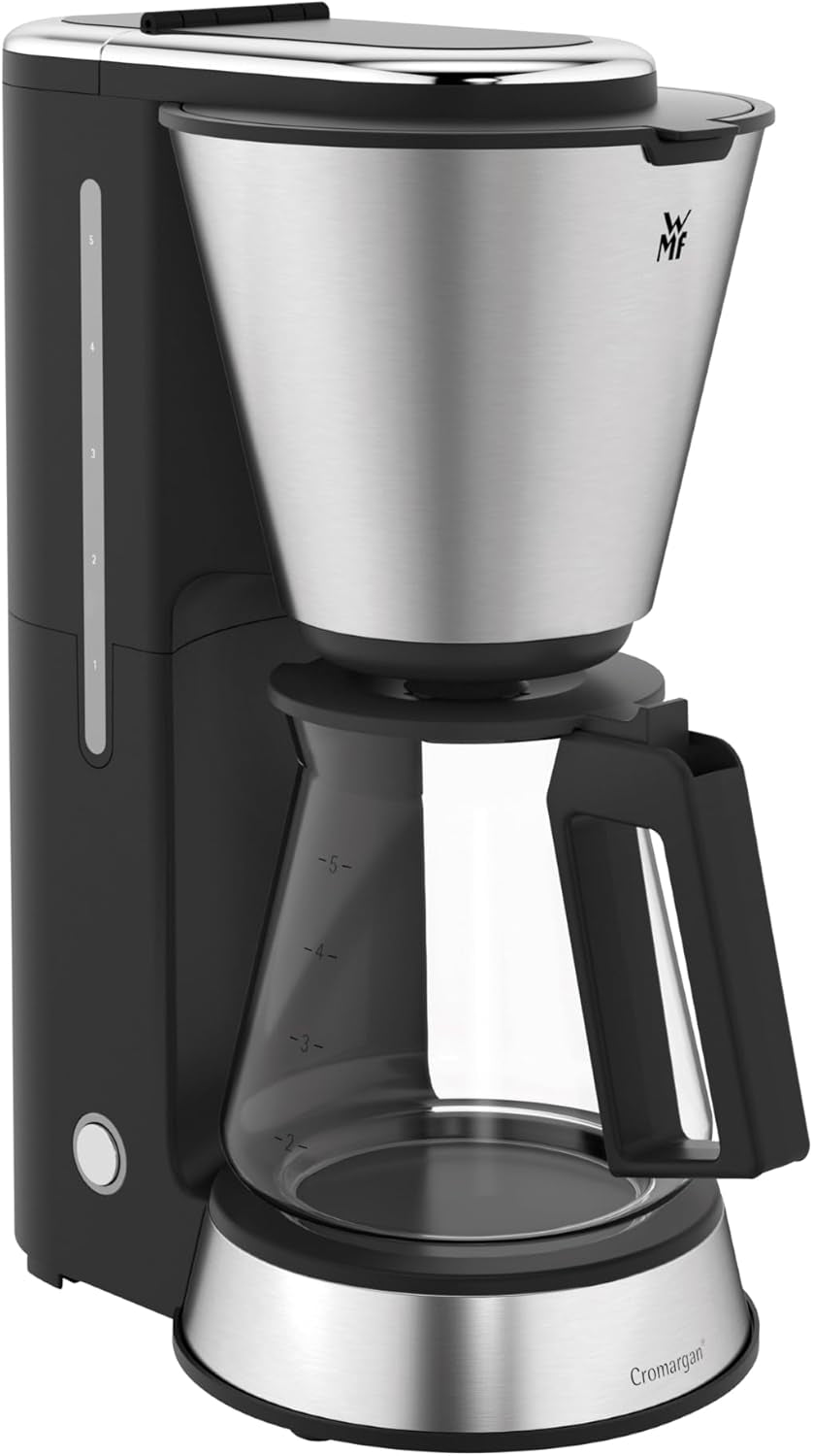 Espressor WMF Bueno cu carafă de sticlă, cafea filtrată, 10 cești, buton pornire/oprire, sistem anti-picurare, filtru oscilant, oprire automată, placă de încălzire, 1000W