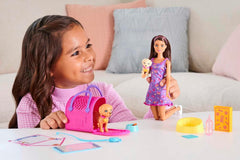 Adopție Cățeluș Barbie - Păpușă și 2 căței, cu certificate de adopție, efect de schimbare a culorii, cușcă și accesorii, pentru copii cu vârsta de 3 ani și peste, 86 HKD