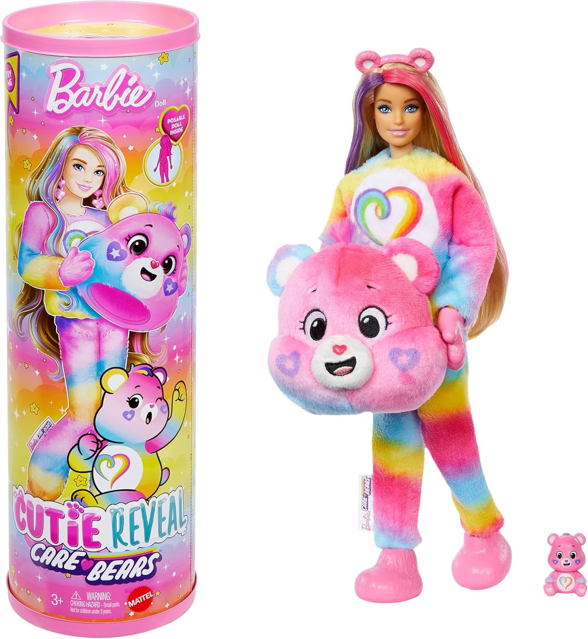 Barbie Cutie Reveal Puppe mit Accessoires, Glücksbärchis-Serie 2, Togetherness-Bärchi mit 10 Überraschungen, einschließlich Farbwechsel und Mini-Bärchi, JFV60